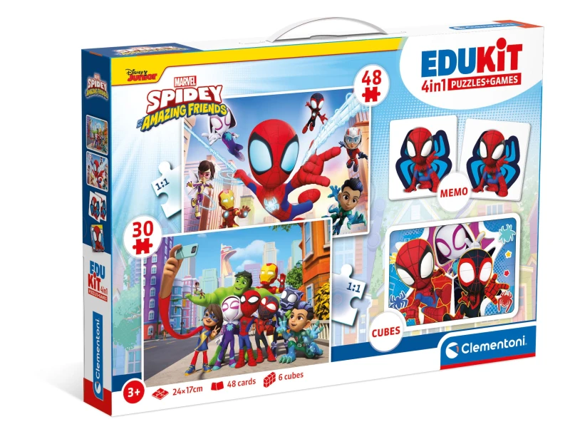 Image of Clementoni Spidey & His Amazing Friends Edukit 4-In-1 Jigsaw Puzzles And Games Set One Colour W4IPG Unisex