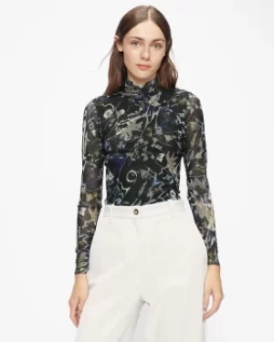 Image of Ted Baker Floral Mesh High Neck Top