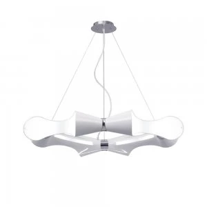 Image of Ceiling Pendant 8 Flat Round Light E27, Gloss White Acrylic, Polished Chrome