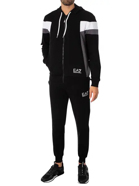 Image of EA7 Zip Through Hooded Tracksuit Black S