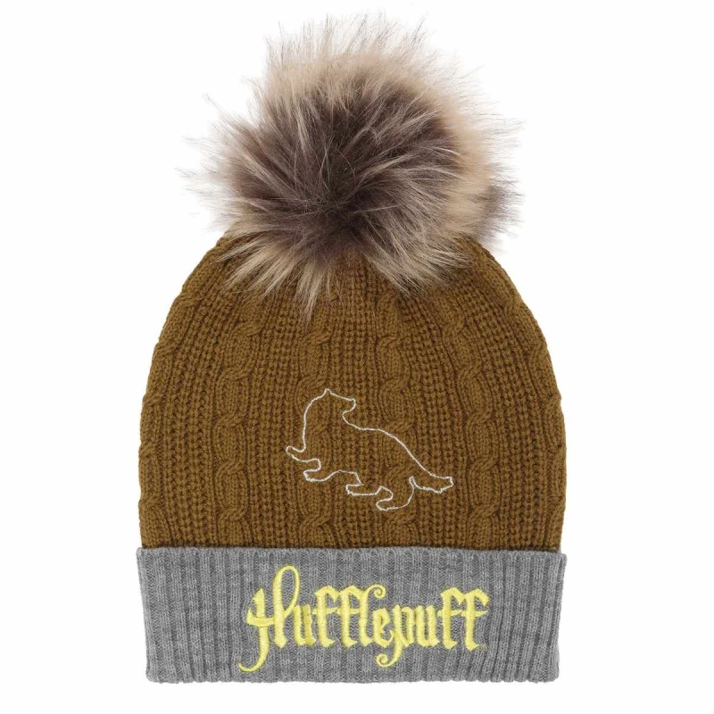Image of Harry Potter Hufflepuff Pom Pom Beanie Yellow unisex