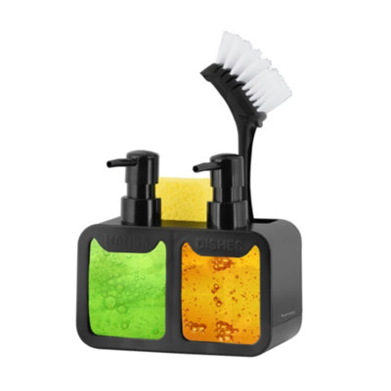 Image of Innoteck Essentials Dual Soap Dispenser Sink Organiser - Black