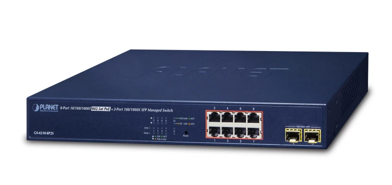 Image of PLANET GS-4210-8P2S network switch Managed Gigabit Ethernet (10/100/10