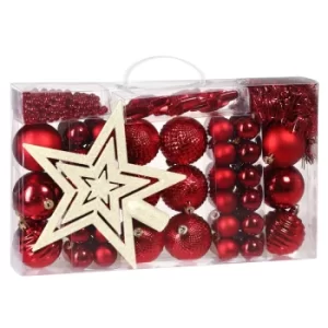 Image of Christmas Tree Baubles Set Xmas Balls Decorations Ornaments Sphere Colour Choice Red