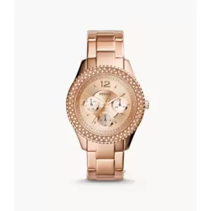 Image of Fossil Womens Stella Multifunction Rose-Tone Stainless Steel Watch - Rose Gold