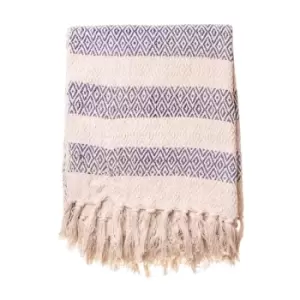 Image of Sass & Belle Blue Scandi Boho Blanket Throw
