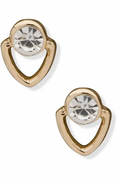 Image of Anne Klein Jewellery Ladies Anne Klein Jewellery PE TRIANGLE STONE BUTTON/STUD-GLD/CRY 01G00145