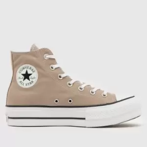 Image of Converse All Star Lift Hi Trainers In Beige