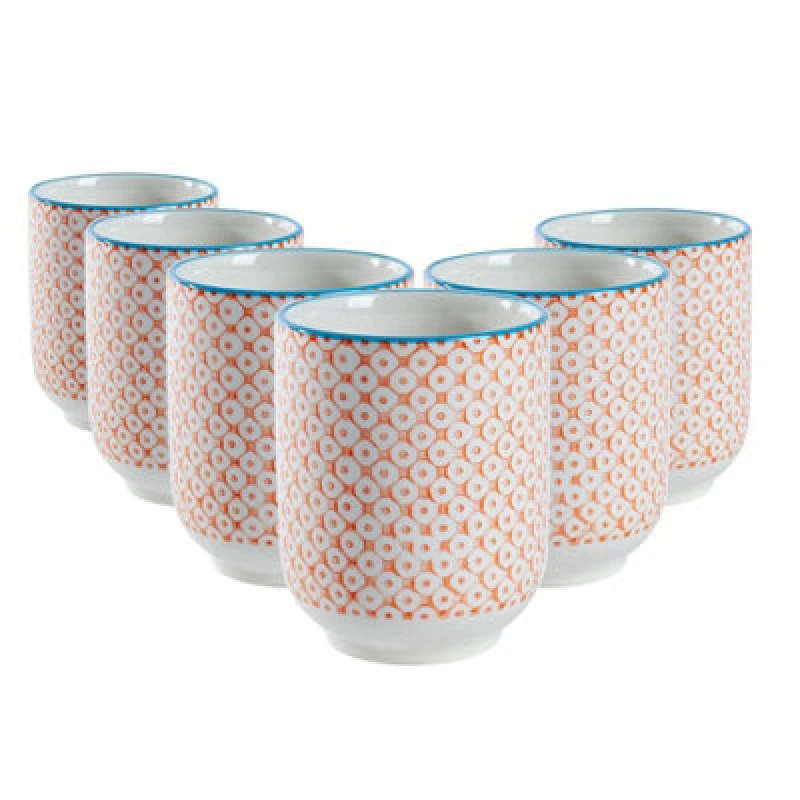 Image of Nicola Spring Hand-Printed Tumblers - 280ml - Orange - Pack Of 6