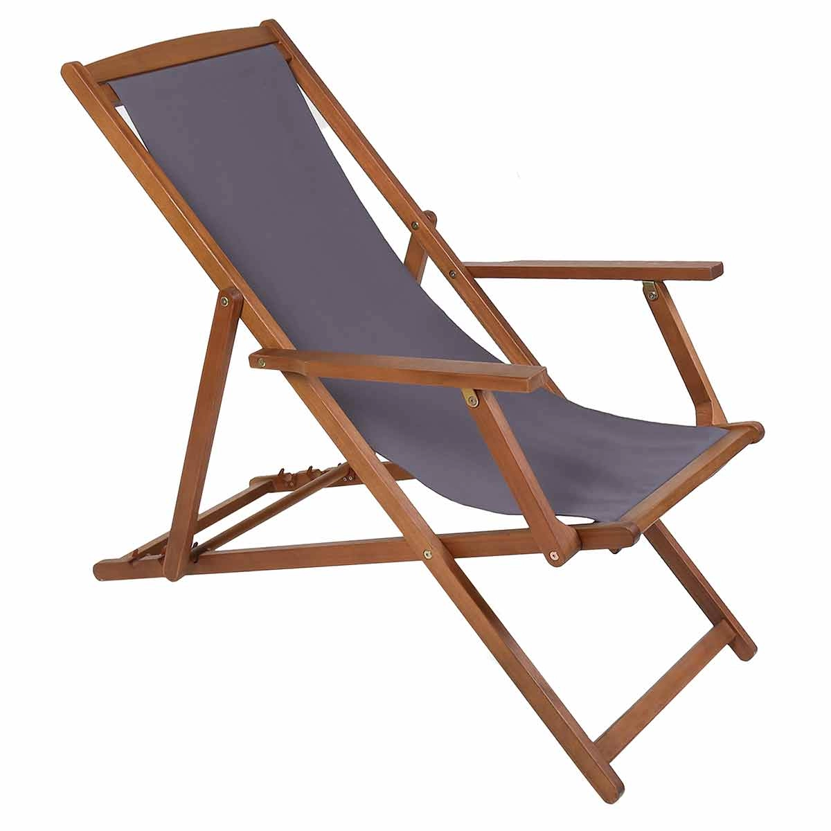 Image of Charles Bentley FSC Deck Chair Grey FSC Eucalyptus