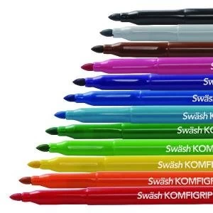 Image of Swash KOMFIGRIP Colouring Pen Broad Tip Assorted Pack of 12 TW12BD