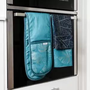 Image of Botanicals Set of 2 Tea Towels Teal (Green)