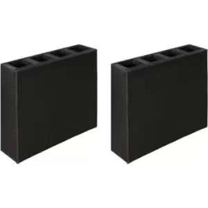 Image of Garden Raised Bed with 4 Pots 2 pcs Poly Rattan Black(2x41084) Vidaxl Black