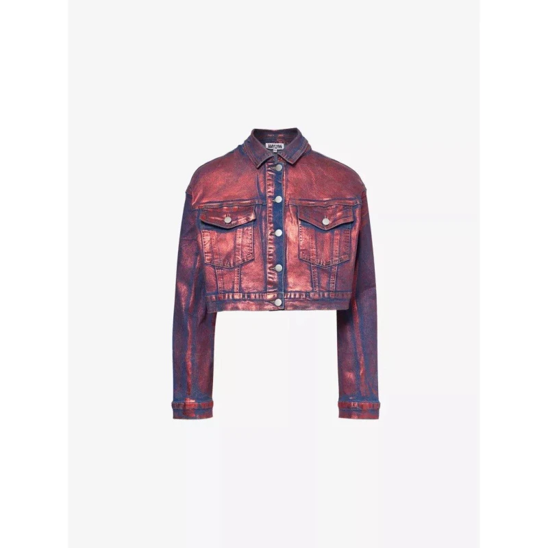 Image of AmyLynn Womens Hill Foil Denim Jacket Red female XS (6)