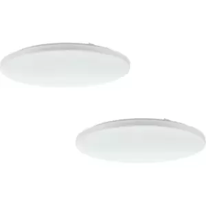 Image of 2 PACK Wall Flush Ceiling Light Colour White Shade White Plastic Bulb LED 49.5W