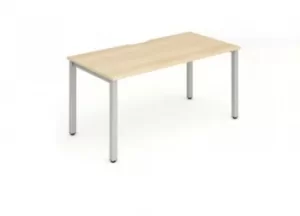 Image of Single Silver Frame Bench Desk 1400 Maple