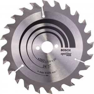 Image of Bosch Optiline Wood Cutting Saw Blade 160mm 24T 20mm