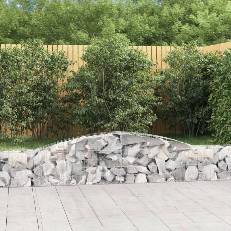 Image of vidaXL Arched Gabion Baskets 15 pcs 400x30x40/60cm Galvanised Iron, Silver 3146836