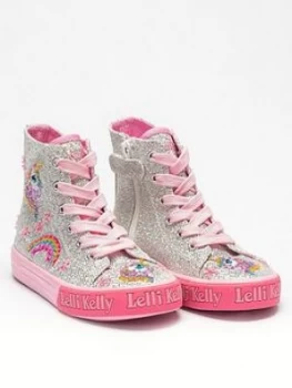 Image of Lelli Kelly Girls Abigail Mid High Top - Silver, Size 13 Younger