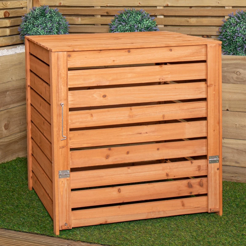 Image of 74 x 71cm Large Wooden Garden Waste Compost Bin with Removable Lid & Bottom Door