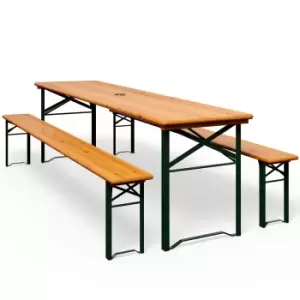 Image of Beer Table and Bench Set Wood 5.5ft Foldable