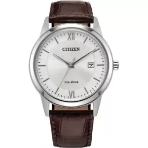 Image of Mens Citizen Eco-Drive strap with white dial Watch