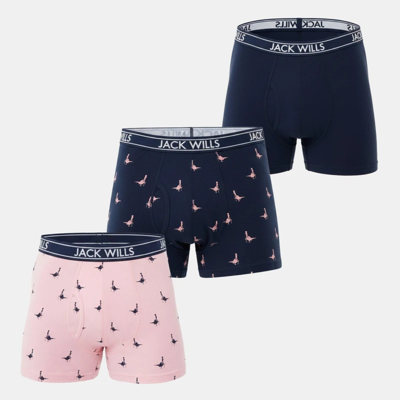 Image of Jack Wills Daundley Multipack Boxers 3 Pack Pink/Navy AOP male X Small