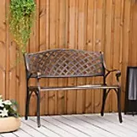 Image of OutSunny Garden Bench Cast Aluminium Brown 620 x 830 mm