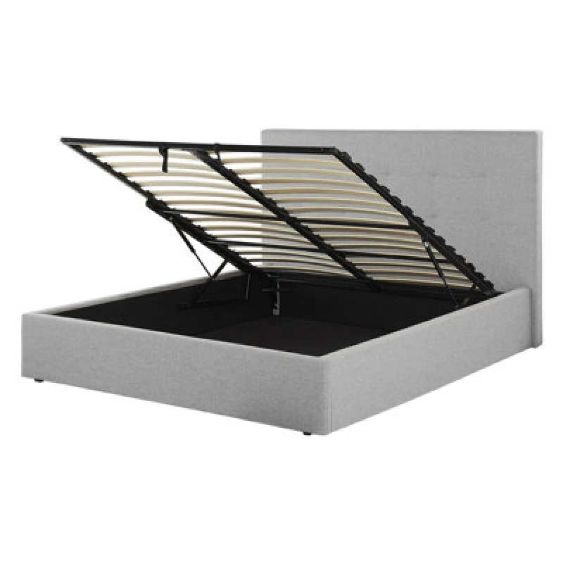 Image of Beliani Ottoman Bed Fabric Lorient 140 X 200 Cm (Eu Double) Light Grey