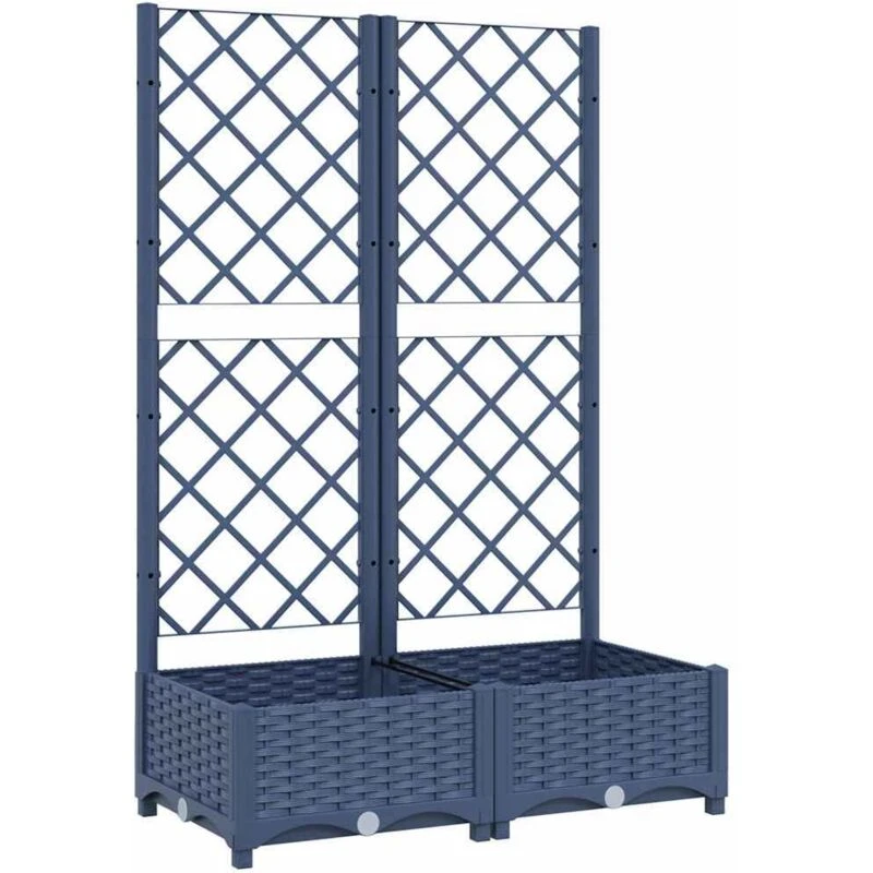 Image of vidaXL Garden Planter w/ Trellis Dark Grey 80x40x121.5cm PP, Grey 318250