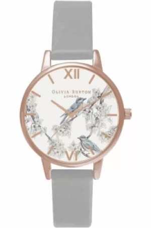 Image of Ladies Olivia Burton Woodland Floral Bird Print Watch OB16WL64