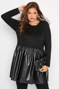 Image of PU Peplum Top