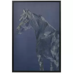 Image of HOMCOM 93x63cm Gold Textured Canvas Wall Art Horse