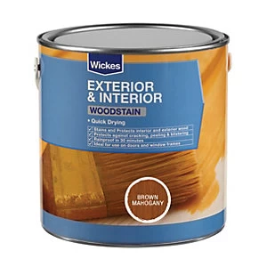 Image of Wickes Quick Drying Woodstain - Brown Mahogany 2.5L