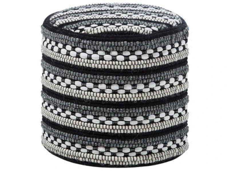 Image of Beliani Pouffe Guntur Wool Black/ White