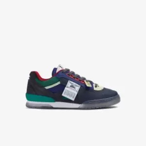 Image of Mens Lacoste M89 Leather and Textile Trainers Size 7.5 UK Blue / Red