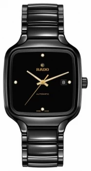 Image of RADO True Square Automatic Diamonds Black Ceramic Bracelet Watch