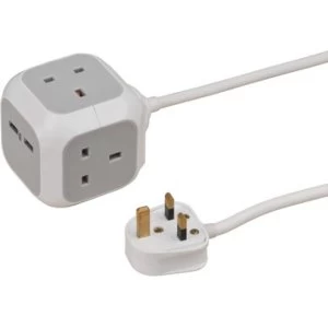 Image of Brennenstuhl ALEA Socket Block 3 way 2 USB ports 3m White/Grey