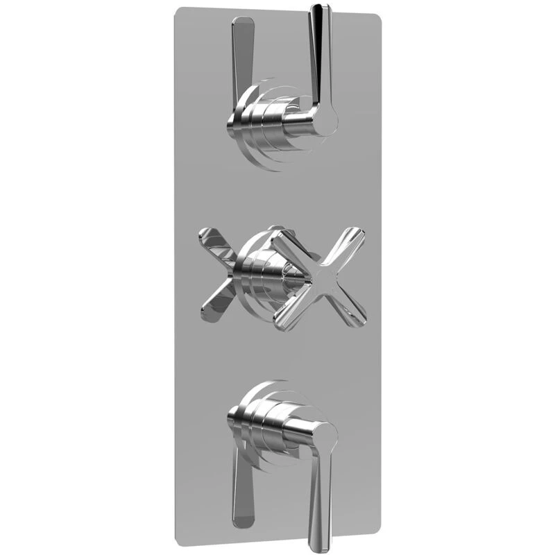 Image of nuie Aztec Triple Thermostatic Concealed Shower Valve w/ Diverter - 3 Outlet - Chrome, Silver CLL3023