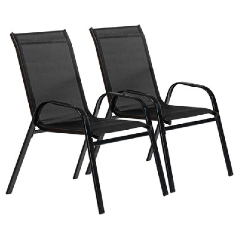 Image of Harbour Housewares Texteline Canvas Garden Chairs Pack of 2 Black