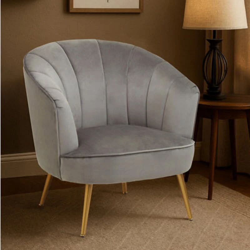 Image of Orsina Versatile Yolanda Grey Velvet Chair, Exquisite & Cozy Desk Chair Velvet, Easy To Clean Velvet Accent Chair