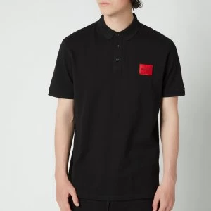 Image of Hugo Boss Dereso 212 Red Patch Logo Polo Shirt Black Size S Men