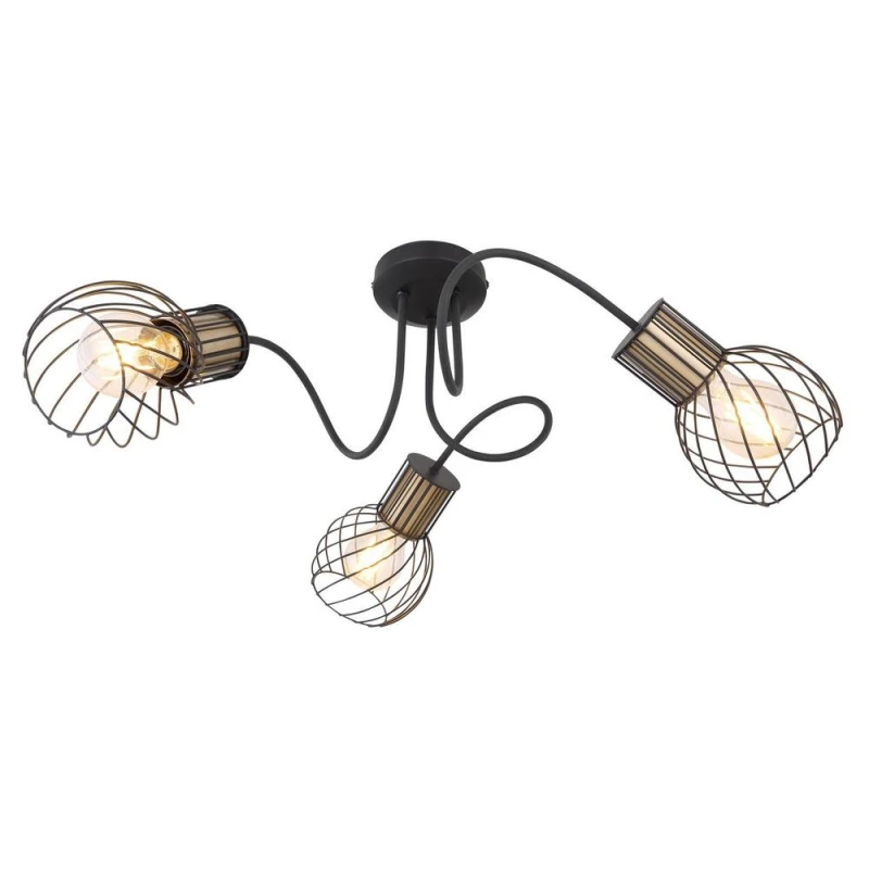 Image of Netlighting Argusto Multi Arm Semi Flush Ceiling Lamp Matt Black 3x E27 Black Unisex