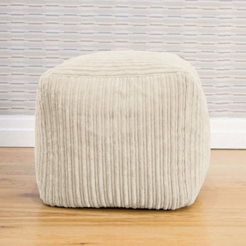 Image of rucomfy Beanbags Rucomfy Indoor Jumbo Cord Bean Bag Footstool - Ivory Cube Pouffe