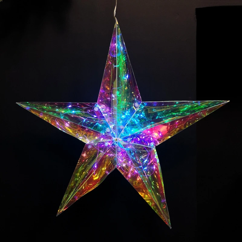 Image of 36cm Battery Operated Light up Hanging Christmas Dreamlight Star with 100 White LEDs