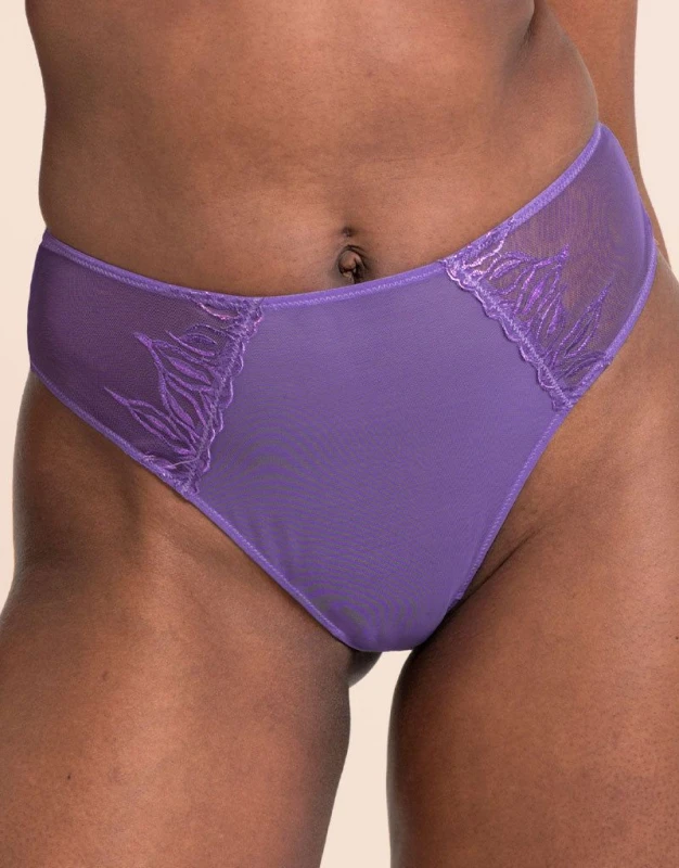 Image of Curvy Kate Womens Flare Deep Thong Brief Knickers Lingerie in Purple Size: 2XL Purple Female 2XL