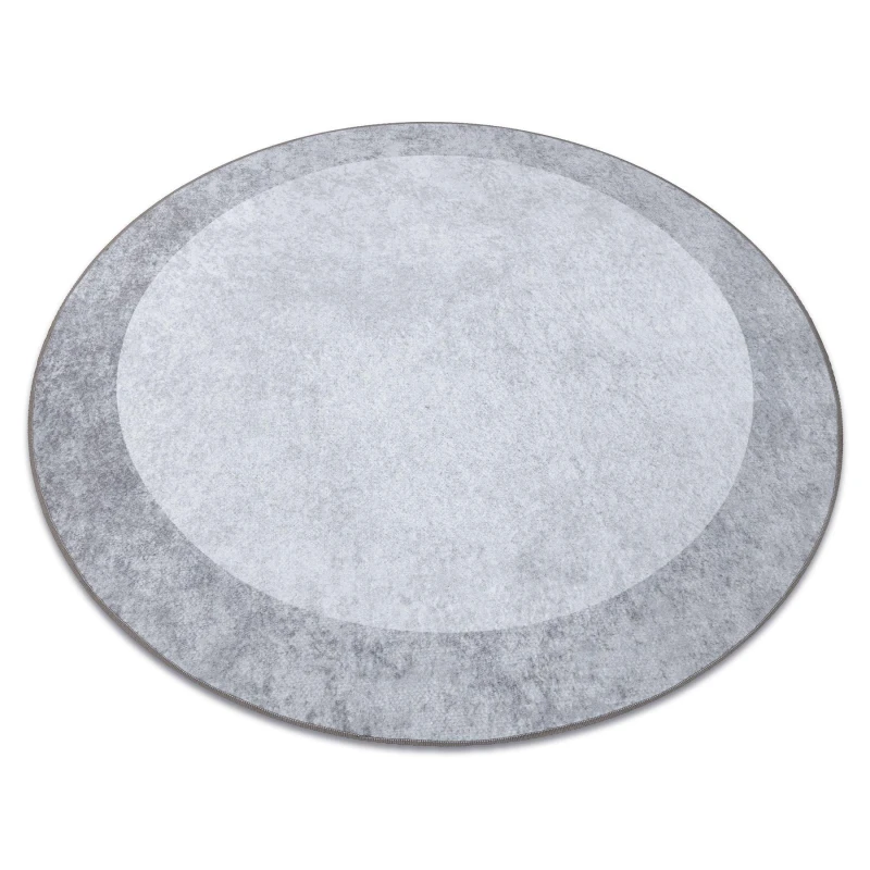 Image of RugsX Miro 51648.802 Circle Washing Carpet Marble Anti Slip - Light Grey Circle 160 Cm