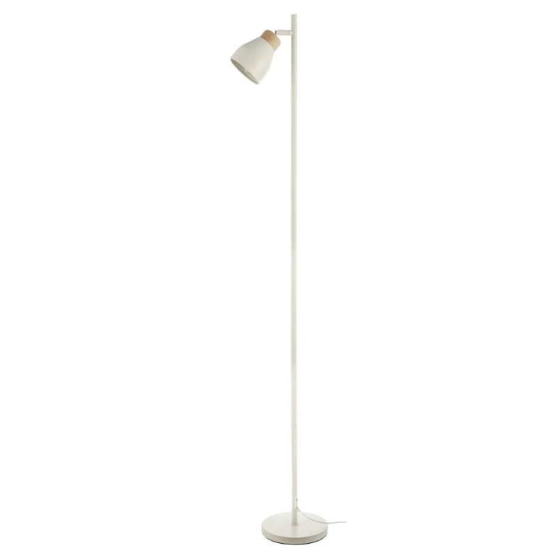 Image of Happy Homewares Muted Dove Grey Scandinavian Designed Floor Lamp with Wooden Trim in Off-White Off-White Unisex