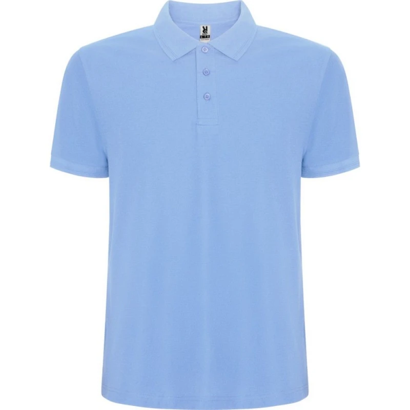Image of ROLY Pegaso Premium Short-Sleeved Polo Shirt in Light Blue Size: 11-12 Years Light Blue Unisex 11-12 Years