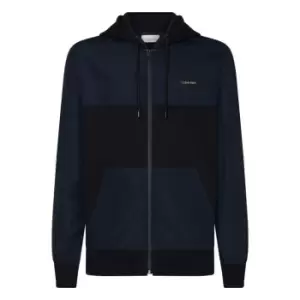 Image of Calvin Klein Mixed Media Zip Through Hoody - Blue